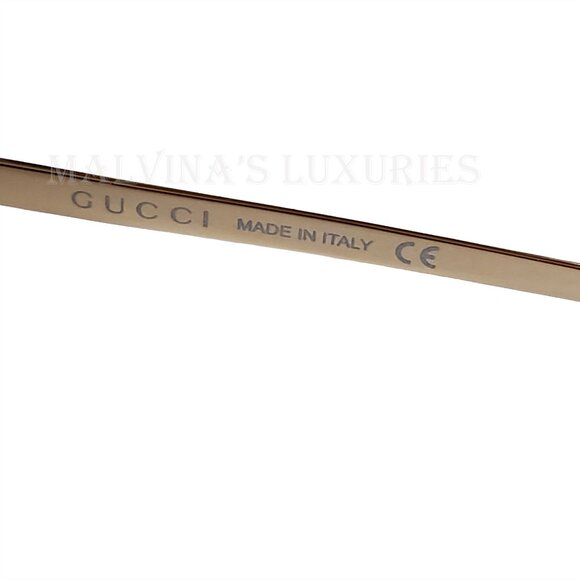 GUCCI SUNGLASSES GG0115S 003 CRYSTAL EMBELLISHED SQUARE FRAME GOLD